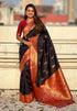Black Soft Silk with Flower Butta Meenakari Zari Woven Saree Banarasi Saree Anant Tex Exports Pvt.Ltd..
