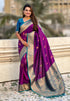 Wine Soft Silk with Flower Butta Meenakari Zari Woven Saree Banarasi Saree Anant Tex Exports Pvt.Ltd..
