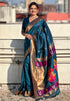 Denim Blue Zari Woven Vitthala God Special Paithani Silk Saree Banarasi Silk Saree Anant Tex Exports Pvt.Ltd..