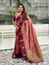 Dusty Pink Soft Silk Dusty Concept Zig Zag Zari Woven Saree Soft Silk Saree Anant Tex Exports Pvt.Ltd..