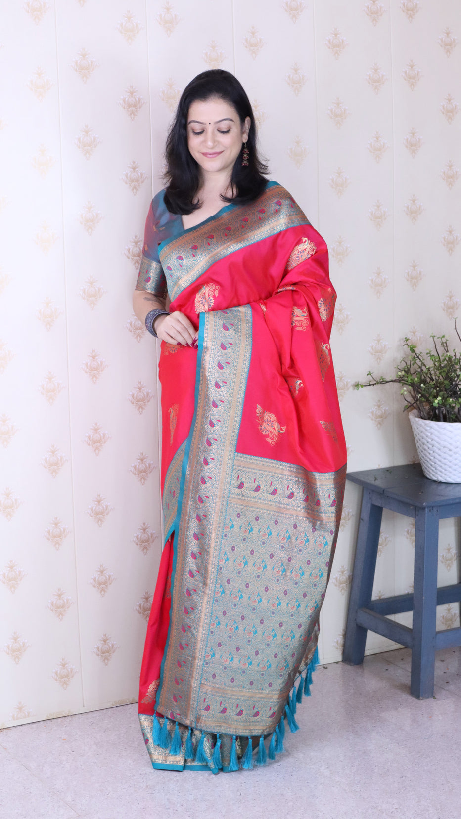 Pink Soft Silk Banarasi Peacock Zari Woven Saree Kanjivaram Saree Anant Tex Exports Pvt.Ltd..