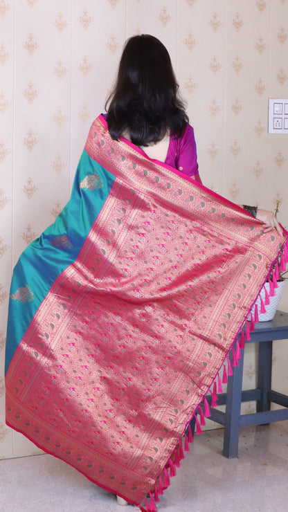 Green Soft Silk Banarasi Peacock Zari Woven Saree Kanjivaram Saree Anant Tex Exports Pvt.Ltd..