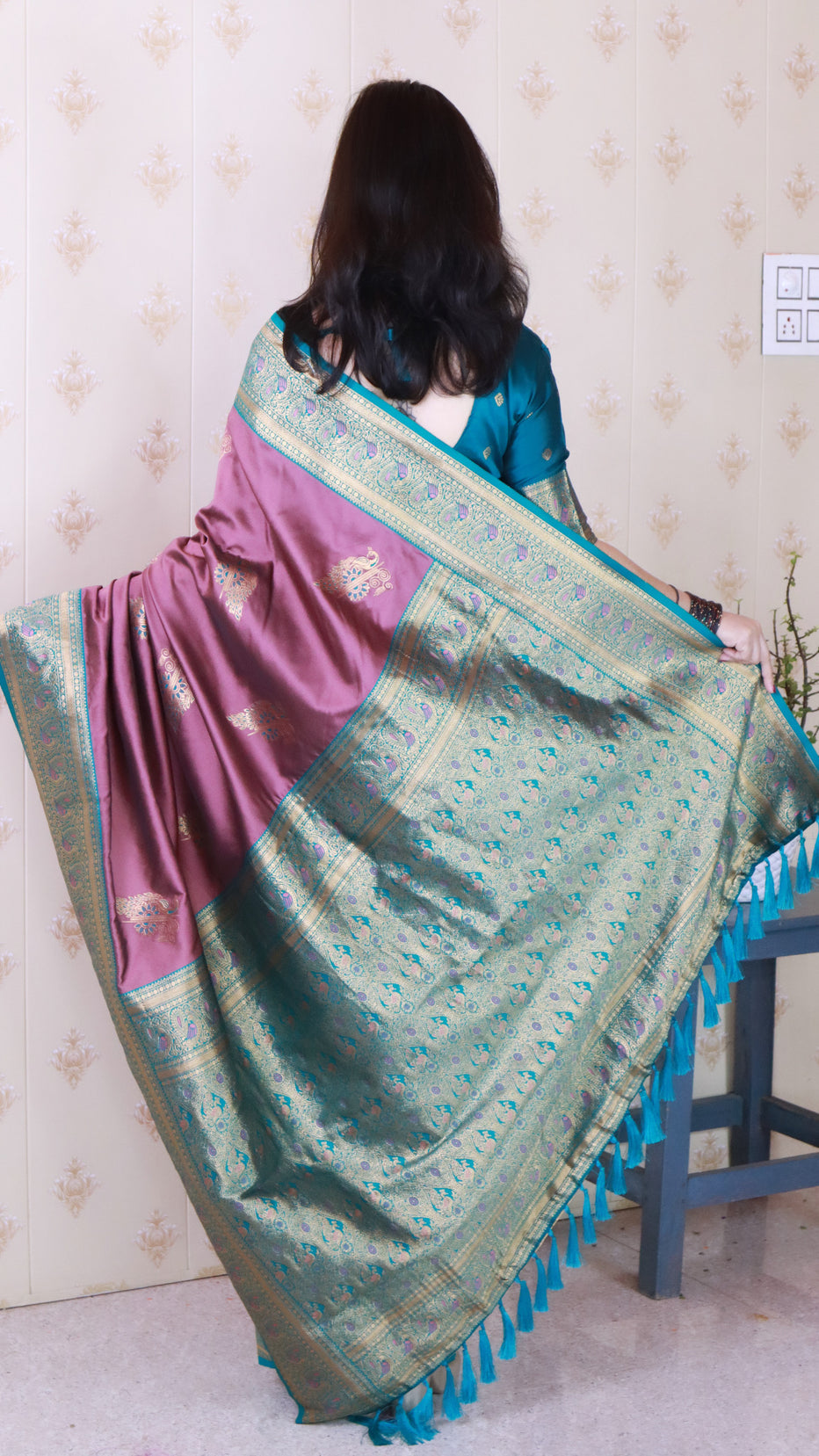 Coral Pink Soft Silk Banarasi Peacock Zari Woven Saree Kanjivaram Saree Anant Tex Exports Pvt.Ltd..
