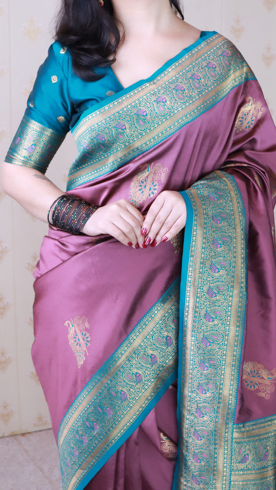 Coral Pink Soft Silk Banarasi Peacock Zari Woven Saree Kanjivaram Saree Anant Tex Exports Pvt.Ltd..