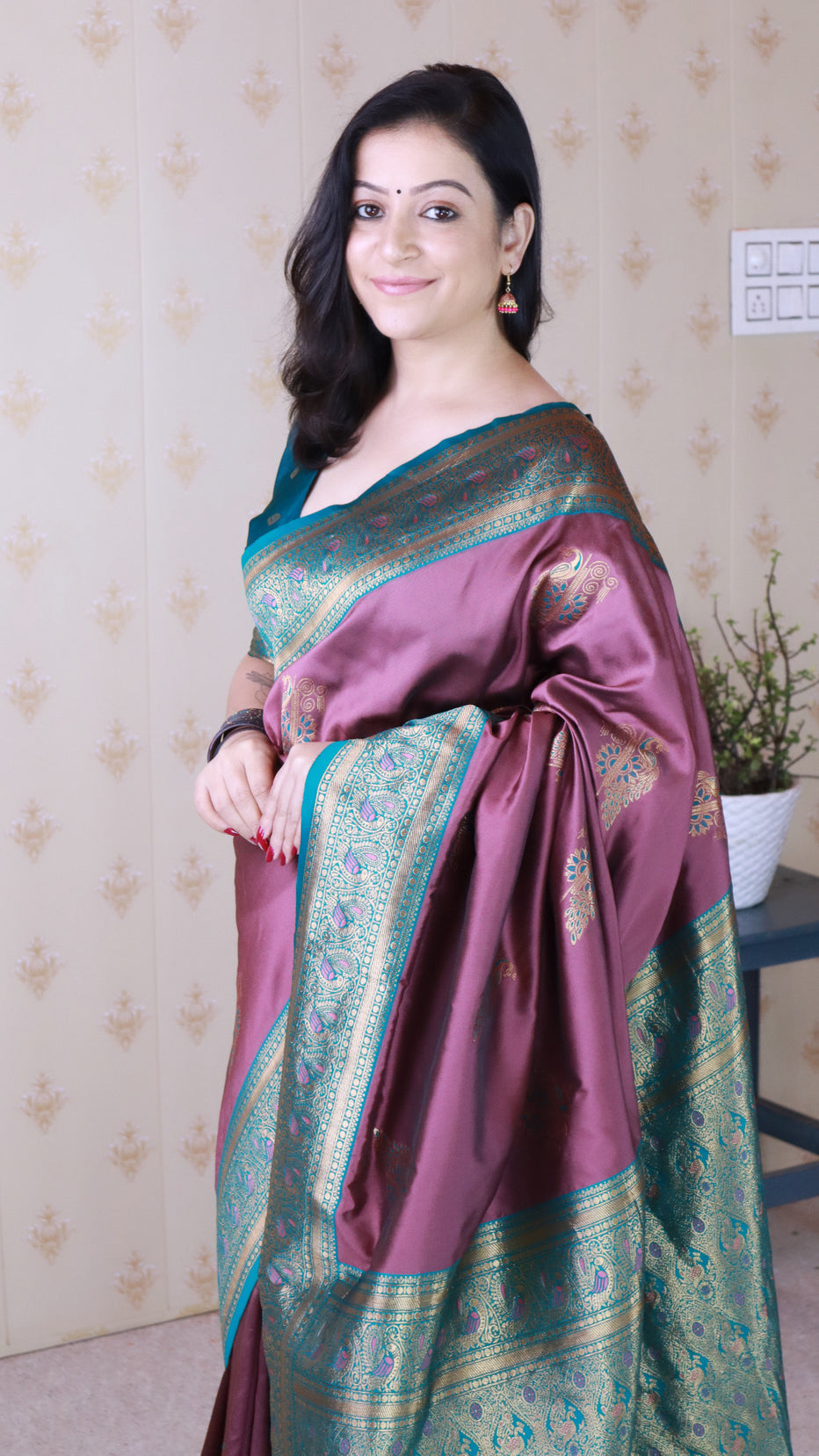 Coral Pink Soft Silk Banarasi Peacock Zari Woven Saree Kanjivaram Saree Anant Tex Exports Pvt.Ltd..
