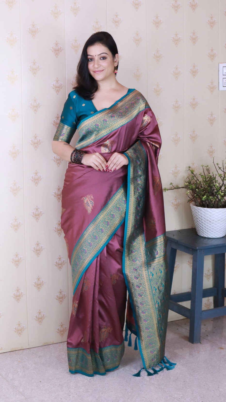 Coral Pink Soft Silk Banarasi Peacock Zari Woven Saree Kanjivaram Saree Anant Tex Exports Pvt.Ltd..