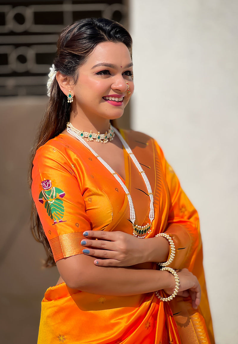 Yellow Zari Woven Vitthala God Special Paithani Silk Saree