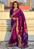 Wine Zari Woven Vitthala God Special Paithani Silk Saree Banarasi Silk Saree Anant Tex Exports Pvt.Ltd..