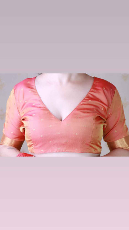 Peach Soft Silk with Kamdhenu Weaves Zari Woven Saree