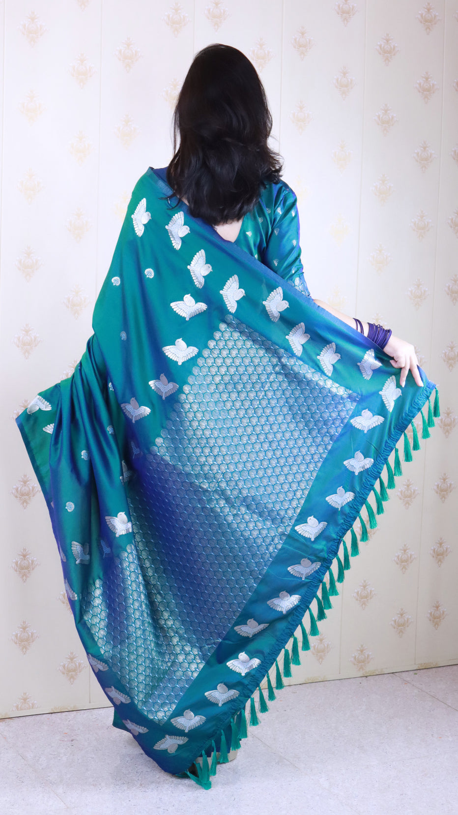 Green Soft Silk Dual Zari Woven Moonga Silk Saree