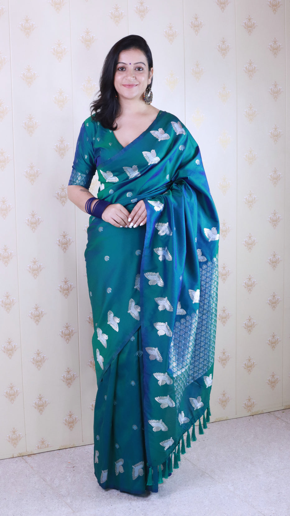 Green Soft Silk Dual Zari Woven Moonga Silk Saree