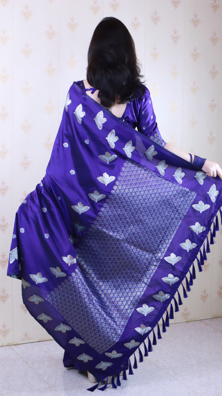 Violet Soft Silk Dual Zari Woven Moonga Silk Saree