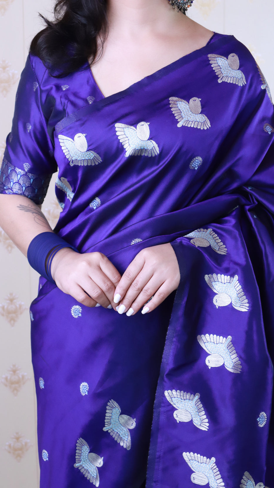 Violet Soft Silk Dual Zari Woven Moonga Silk Saree