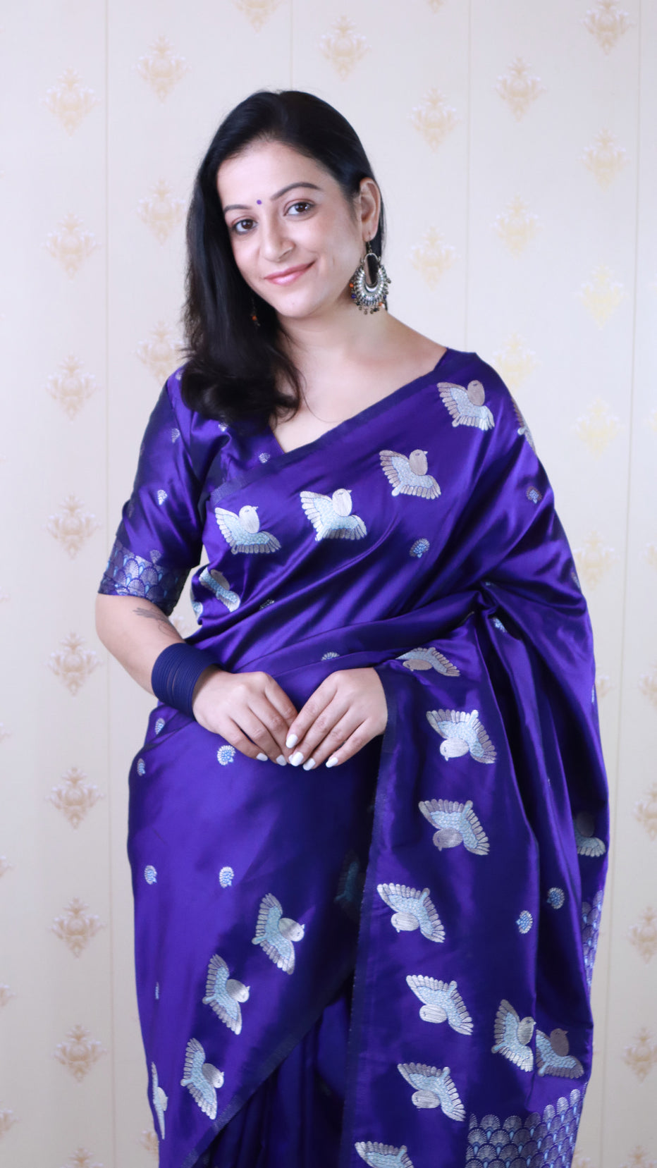 Violet Soft Silk Dual Zari Woven Moonga Silk Saree