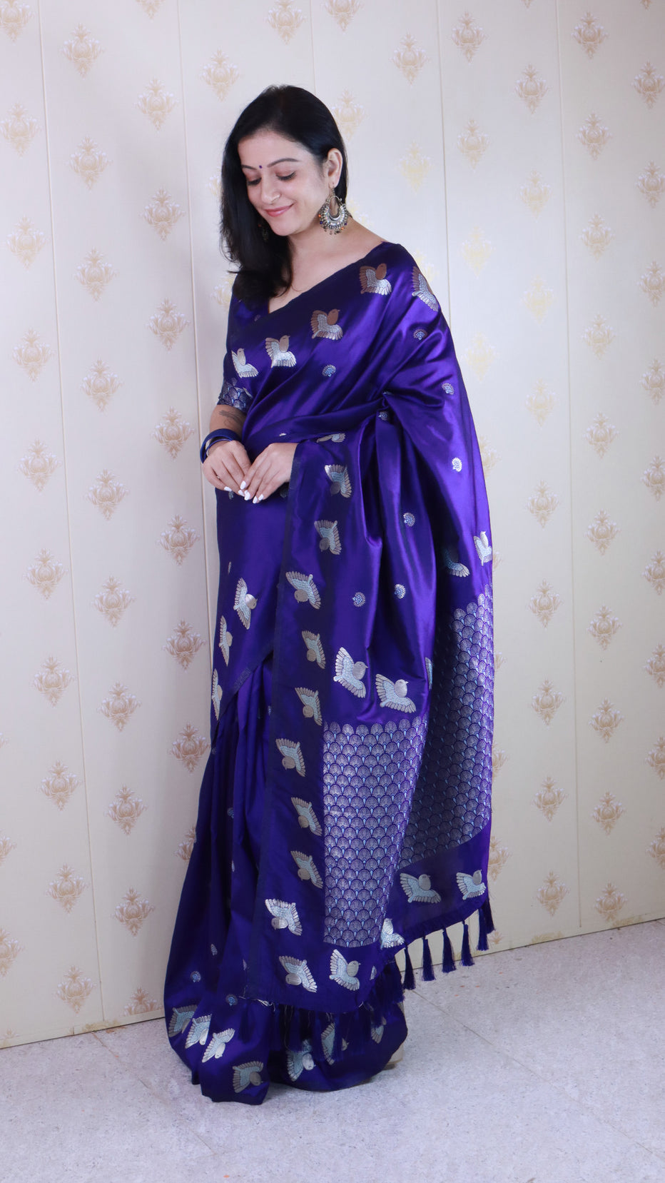 Violet Soft Silk Dual Zari Woven Moonga Silk Saree