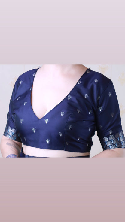 Navy Blue Soft Silk Dual Zari Woven Moonga Silk Saree Moonga Silk sarees Anant Tex Exports Pvt.Ltd..