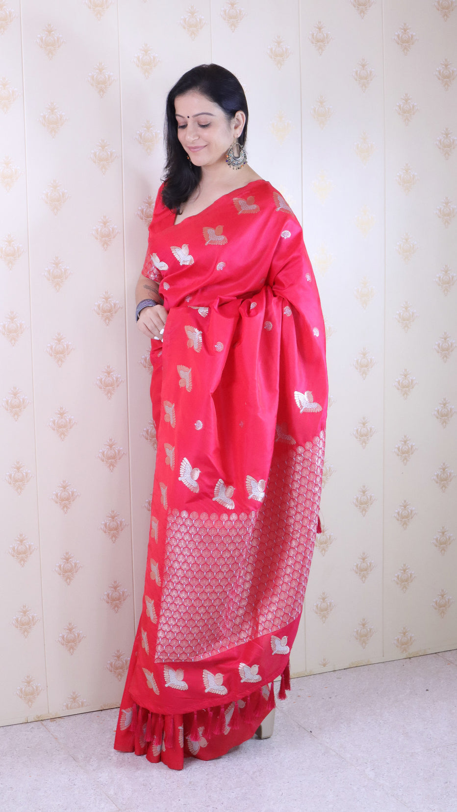 Pink Soft Silk Dual Zari Woven Moonga Silk Saree