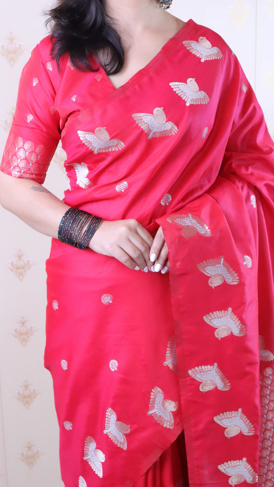 Pink Soft Silk Dual Zari Woven Moonga Silk Saree Moonga Silk sarees Anant Tex Exports Pvt.Ltd..