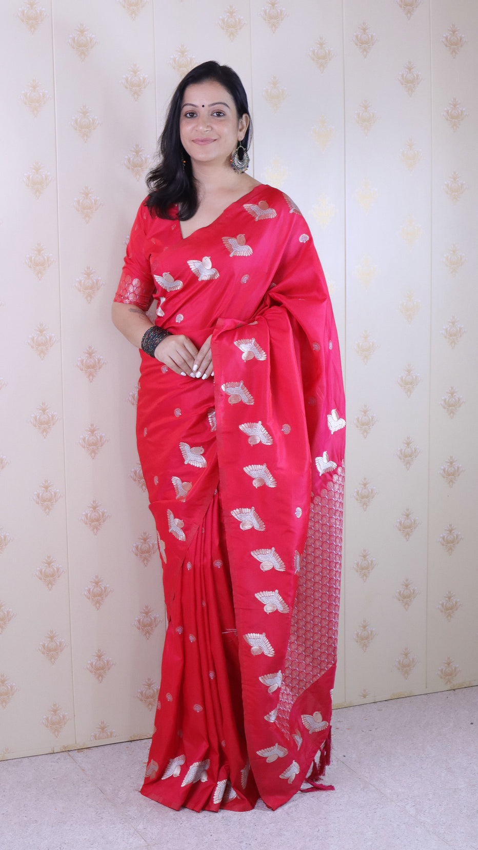 Pink Soft Silk Dual Zari Woven Moonga Silk Saree