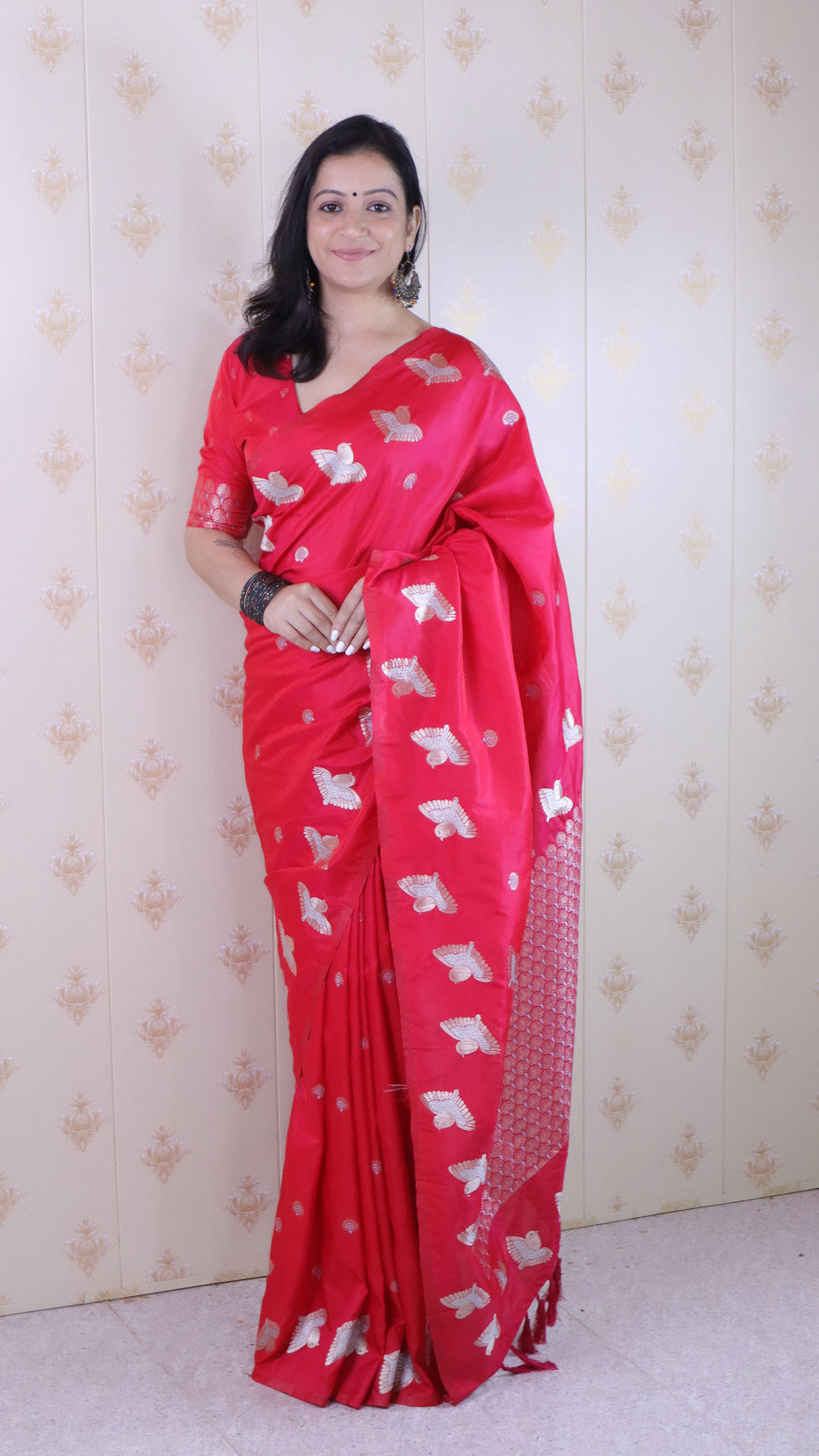Pink Soft Silk Dual Zari Woven Moonga Silk Saree