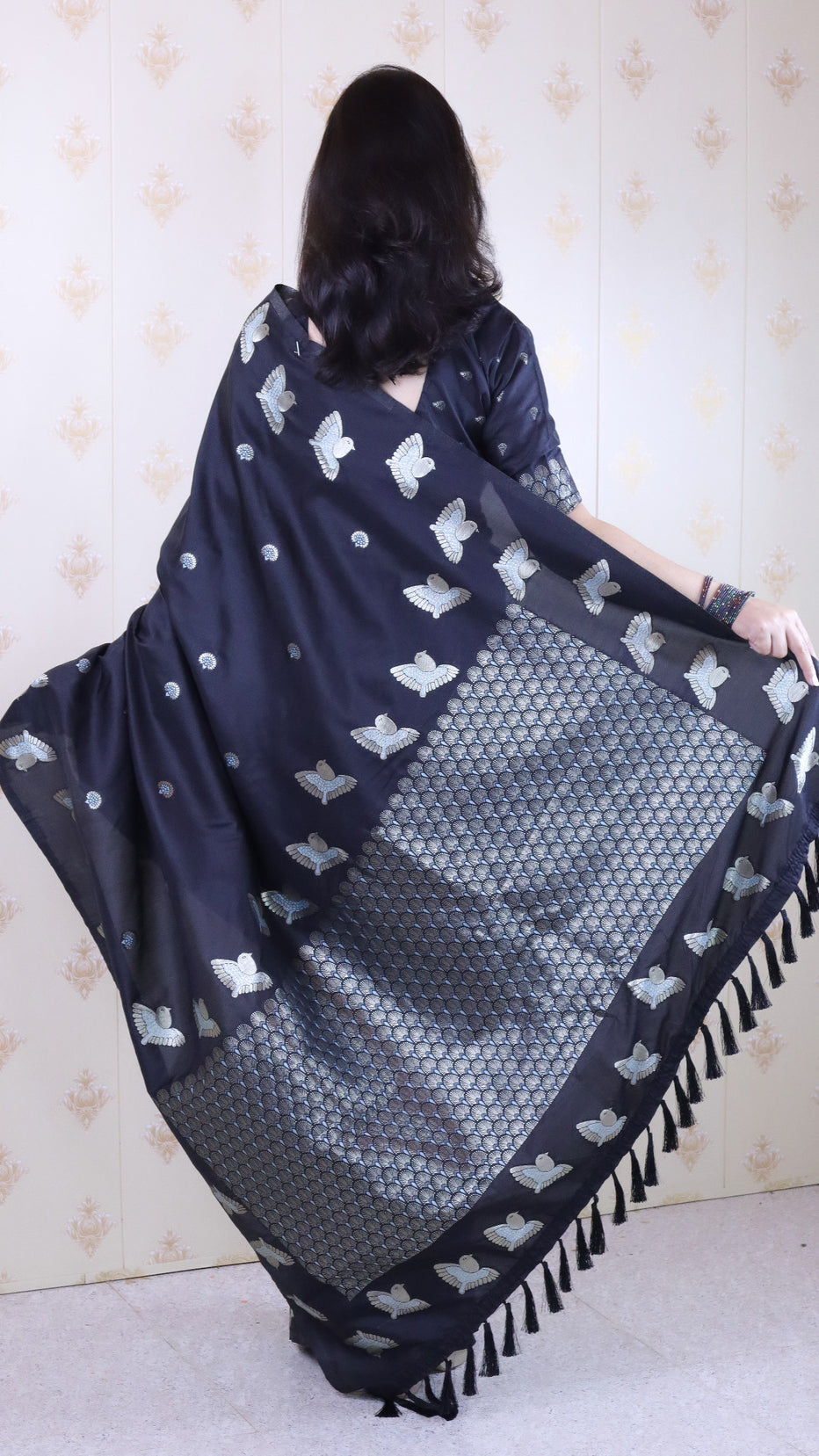 Black Soft Silk Dual Zari Woven Moonga Silk Saree