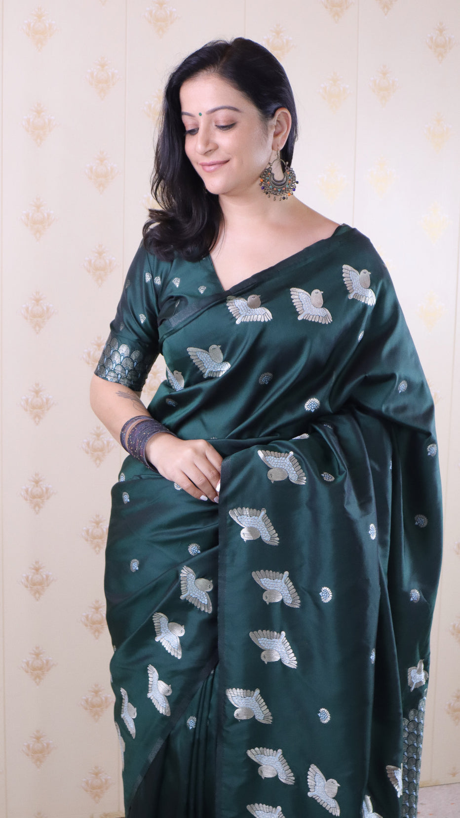 Bottle Green Soft Silk Dual Zari Woven Moonga Silk Saree Moonga Silk sarees Anant Tex Exports Pvt.Ltd..