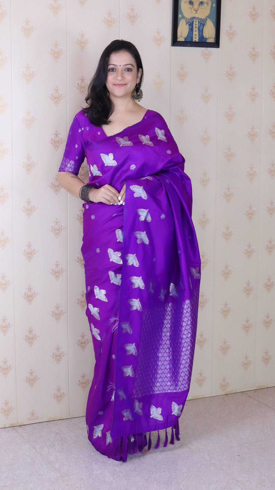 Purple Soft Silk Dual Zari Woven Moonga Silk Saree