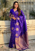 Violet Pure Soft Munga Silk Handloom Weaving Saree 
