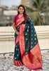 Denim Soft Silk with Sunflower Butta Meenakari Zari Saree Banarasi Saree Anant Tex Exports Pvt.Ltd..