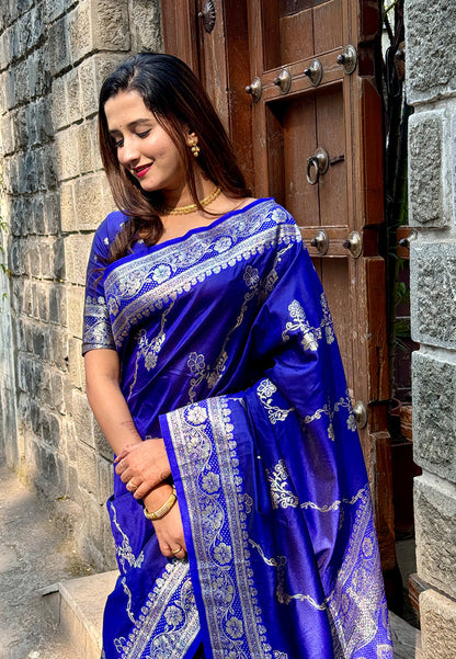 Violet Green Banarasi Jaal Soft Silk Zari Woven Saree Kanjivaram Saree Anant Tex Exports Pvt.Ltd..