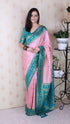 Baby Pink Soft Silk Zari Woven Warli Art Soft Silk Saree Banarasi Saree Anant Tex Exports Pvt.Ltd..