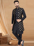 Black Indo Western Jacket Kurta Set with Gold Mirror Embroidery