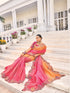 Orange & Rani Pink Natural Crape Jaquard Saree