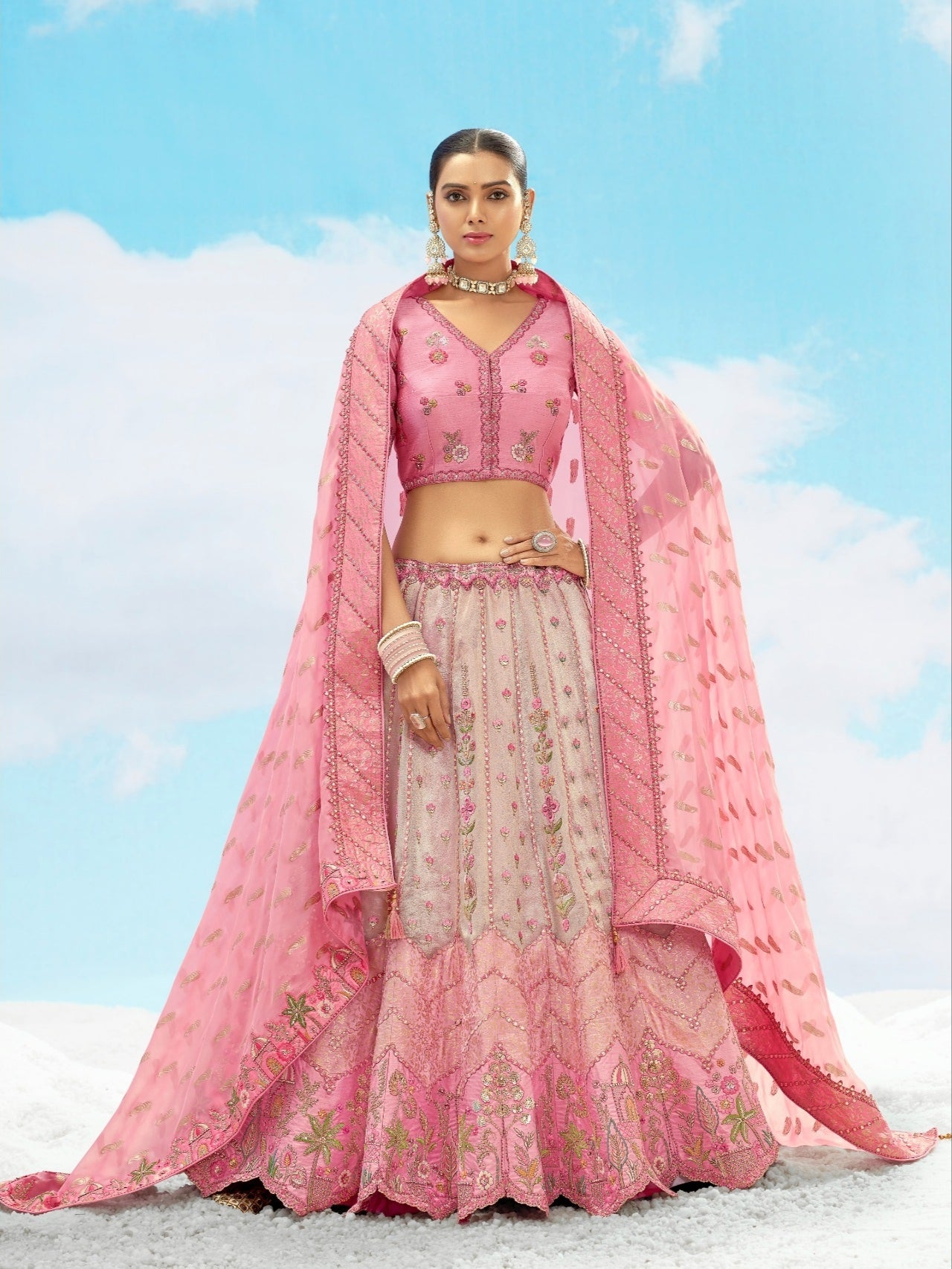 Soft Pink Bridal Lehenga with Heavy Embroidery
