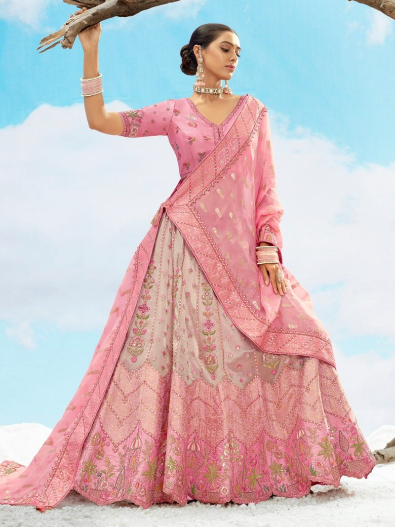 Soft Pink Bridal Lehenga with Heavy Embroidery
