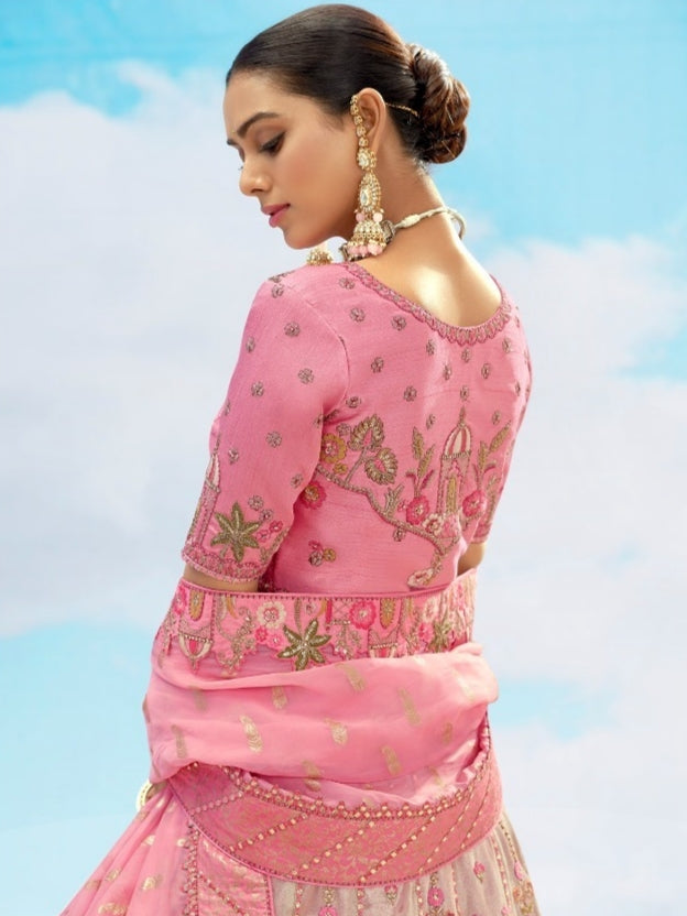 Soft Pink Bridal Lehenga with Heavy Embroidery
