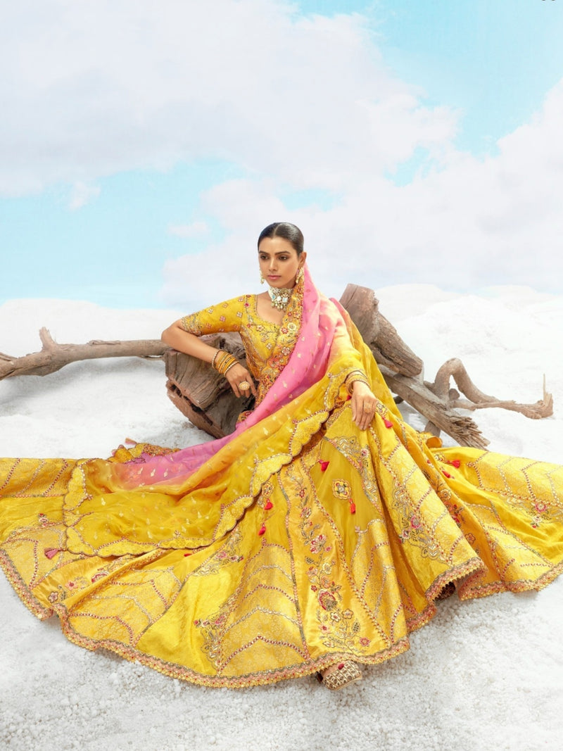 Yellow & Gold Bridal Lehenga with Heavy Zari Embroidery