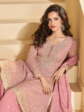 Pink Heavy Embroidered Georgette Sharara Suit