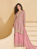 Pink Heavy Embroidered Georgette Sharara Suit