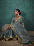 Elegant linen saree in rose pink for celebrations