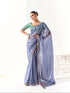 Powder Blue Organza Tissue Saree with Heavy Embroidered Border and Designer Blouse

