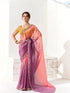 Ombre Orange Organza Tissue Saree with Heavy Embroidered Border and Designer Blouse