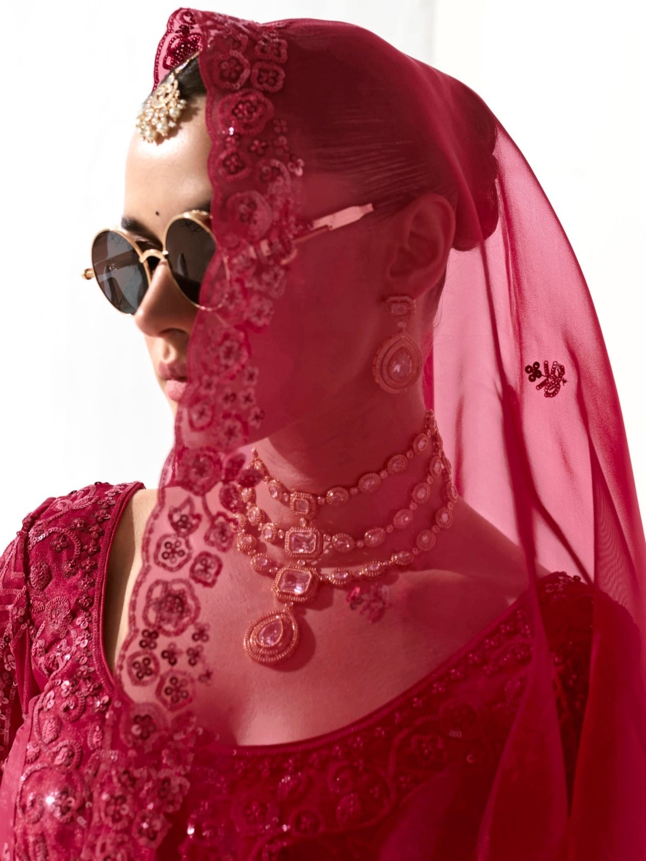 Premium Deep Red Organza Tissue Saree for Weddings and Special Occasions