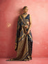 Royal blue bridal saree with heavy zircon and Saroski work


