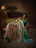Sky Blue Khaddi Georgette Saree with Saroski Work

