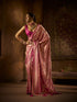 Rose Gold Kanjivaram Saree with Swarovski and Zarkan Work

