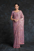 Mauve pink georgette saree with floral embroidery full view

