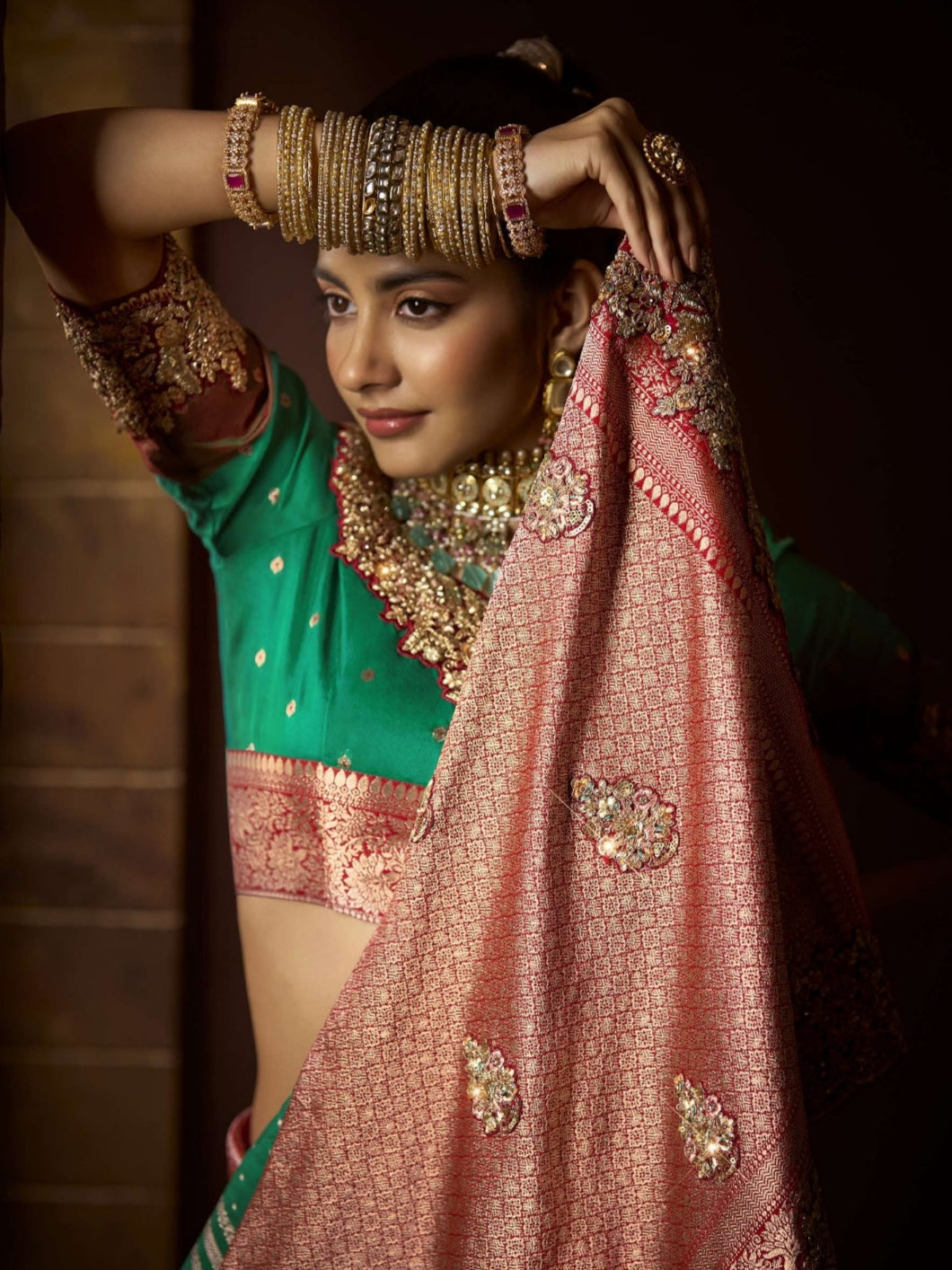 Bangalore Silk Saree with Peach Embroidery Border

