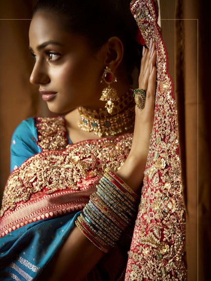 Sky Blue and Peach Bridal Look

