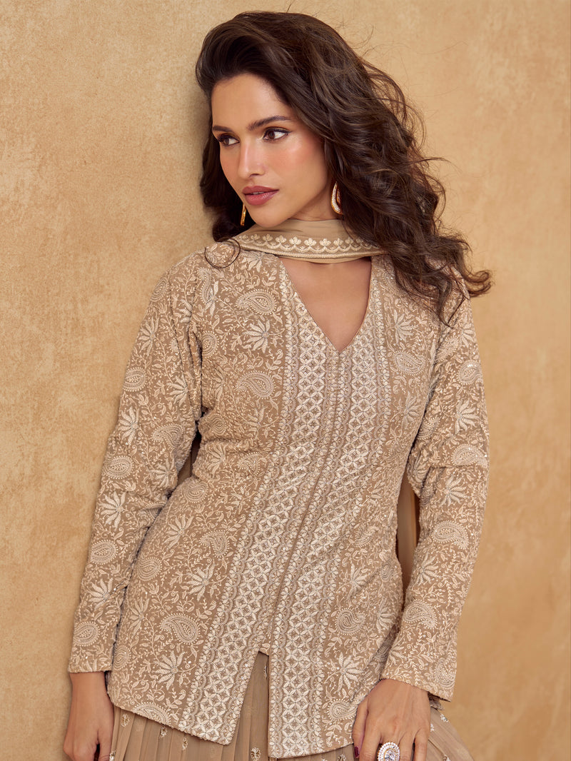 Traditional Indian short kurti sharara outfit